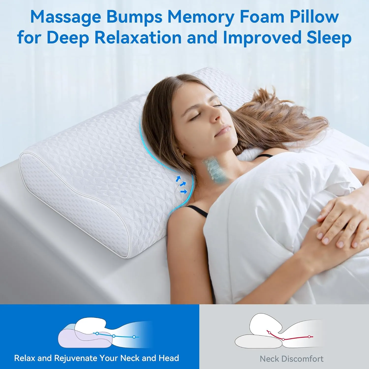 Sandwich Cervical Neck Pillow Queen Size - Dynamic Memory Foam Pillow for Neck Shoulder Pain Relief, Ergonomic Adjustable Contour Bed Pillow for Side, Back & Stomach Sleepers CertiPUR-US