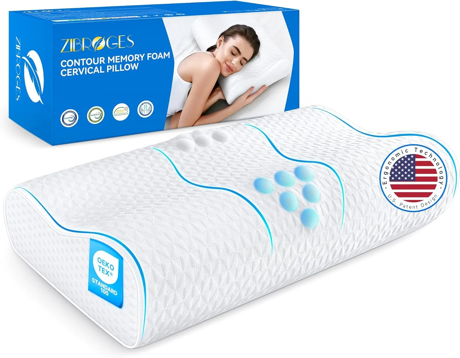 Sandwich Cervical Neck Pillow Queen Size - Dynamic Memory Foam Pillow for Neck Shoulder Pain Relief, Ergonomic Adjustable Contour Bed Pillow for Side, Back & Stomach Sleepers CertiPUR-US