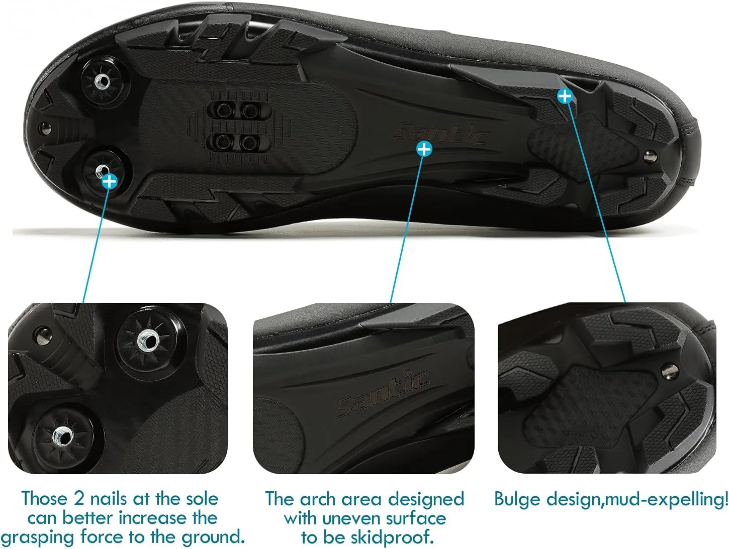 Santic Men's SPD Mountain Bike Lock Shoes MTB Cycling Accessories Breathable Self-Locking Shoes