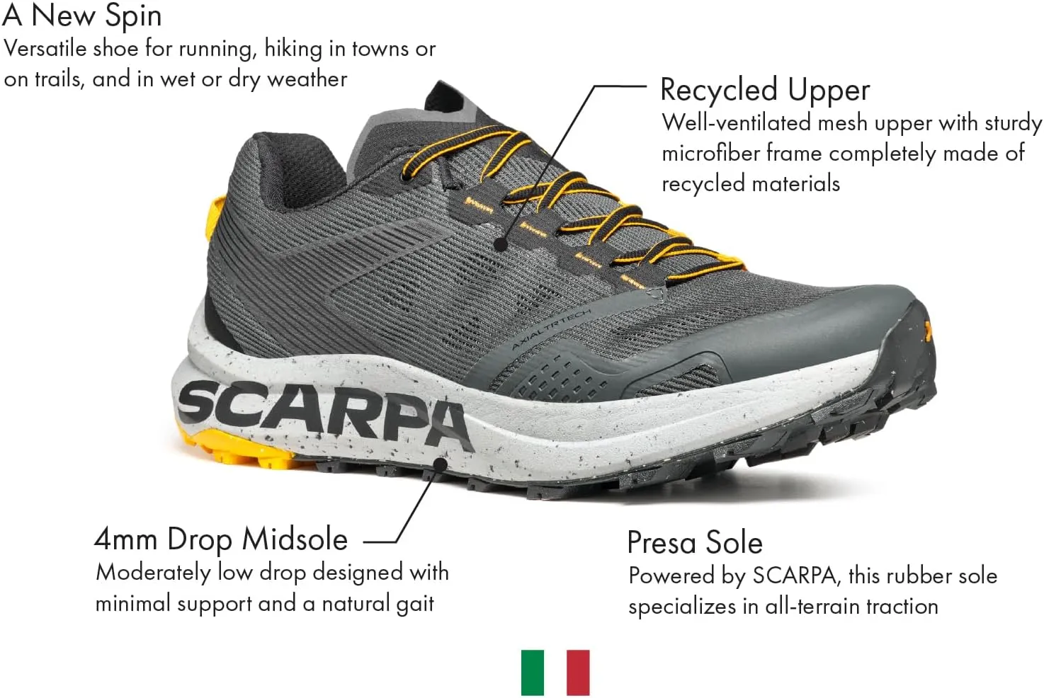 Scarpa Men's Spin Planet Trail Shoes for Hiking and Trail Running