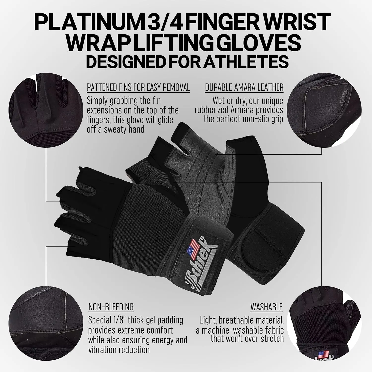 Schiek Sports 540 Platinum Lifting Gloves - Comfortable Weightlifting Gloves