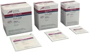 School Health Sterile Gauze Pads for Wound Dressing, Individually Wrapped, Highly Absorbent Cotton | Gauze Pads for Wound Care & First Aid Kits - 100 Pack (4x4 Inch)