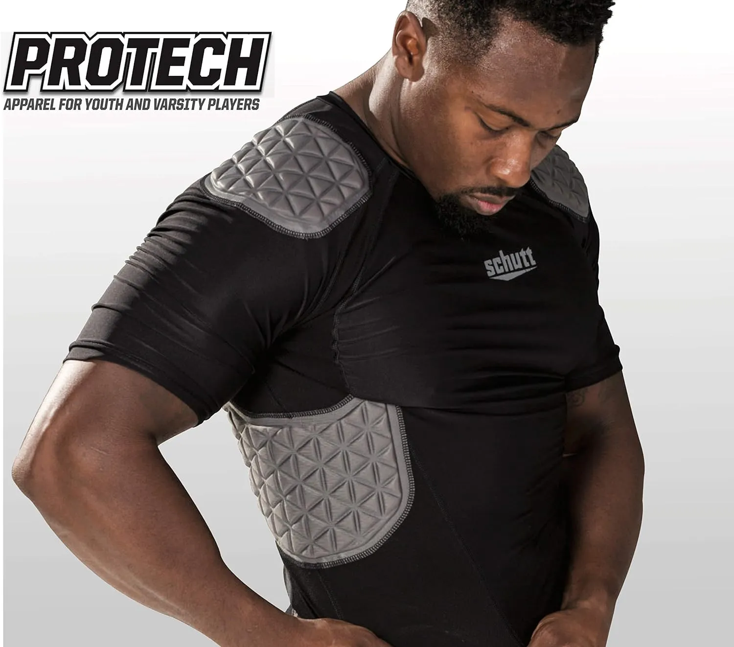 Schutt ProTech Tri All-in-One Football Girdle Padded Compression Shorts with Integrated Hip, Tailbone and Thigh Pads, Youth