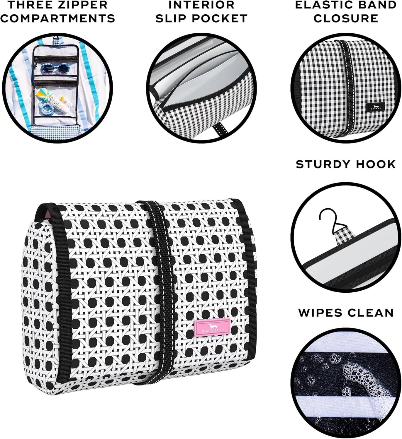 SCOUT Beauty Burrito Hanging Toiletry and Cosmetic Organizer with 3 Compartments