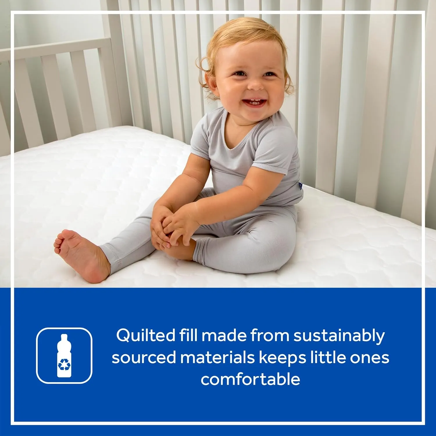 Sealy Baby Stain Protection Fitted Waterproof Infant Crib Mattress Protector Pad and Toddler Bed Cover, Durable and Comfortable Topper, Machine Washable and Dryer Friendly, 52” x 28”- White