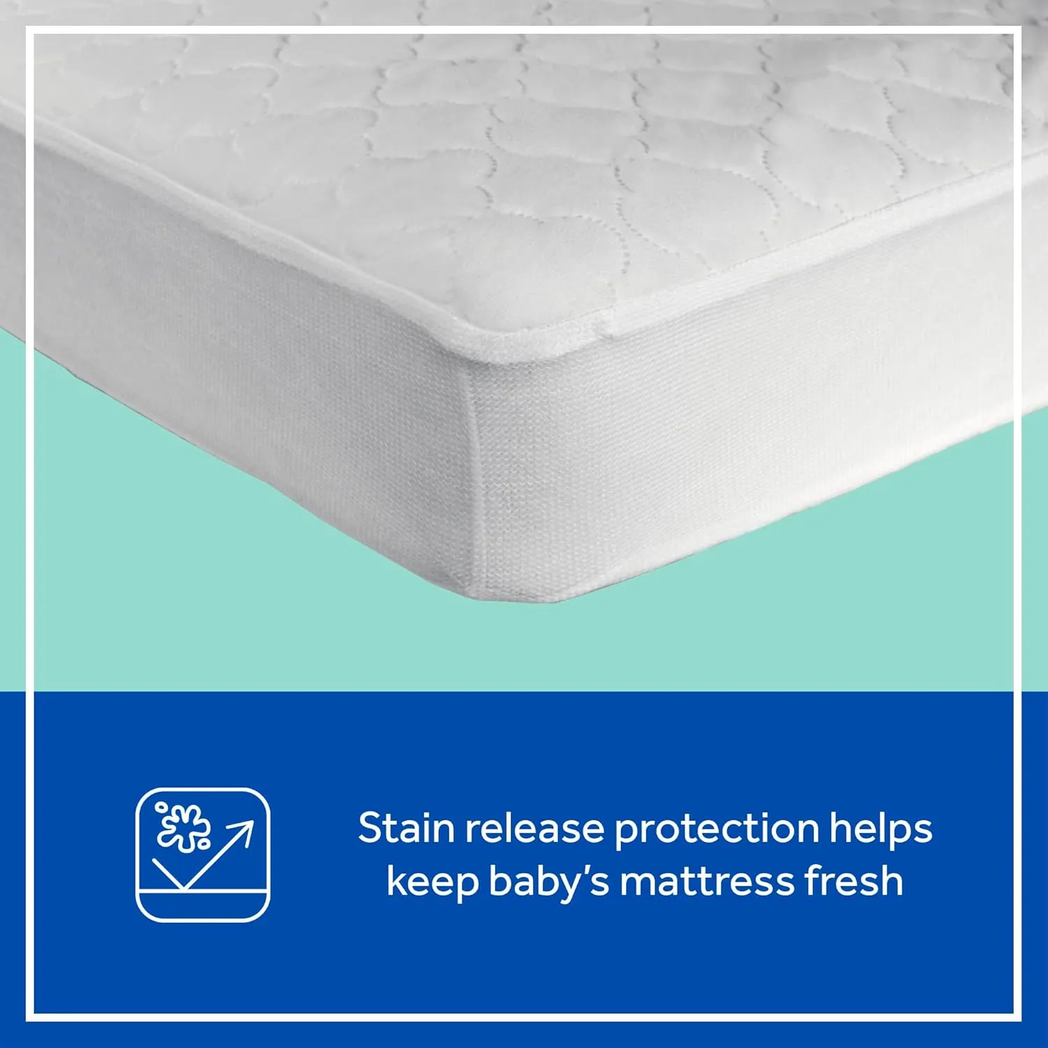 Sealy Baby Stain Protection Fitted Waterproof Infant Crib Mattress Protector Pad and Toddler Bed Cover, Durable and Comfortable Topper, Machine Washable and Dryer Friendly, 52” x 28”- White