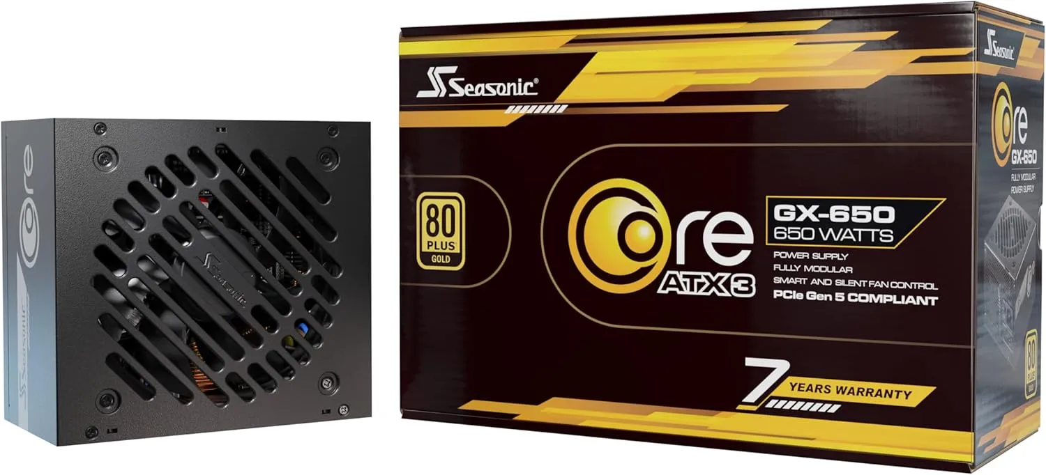 Seasonic CORE V2 GX-650 (ATX3) - 650W - 80  Gold - ATX 3.0 & PCIe 5.1 Ready - Full-Modular - ATX Form Factor - Premium Capacitor - 7 Year Warranty - Nvidia RTX 30/40 Super & AMD GPU Compatible