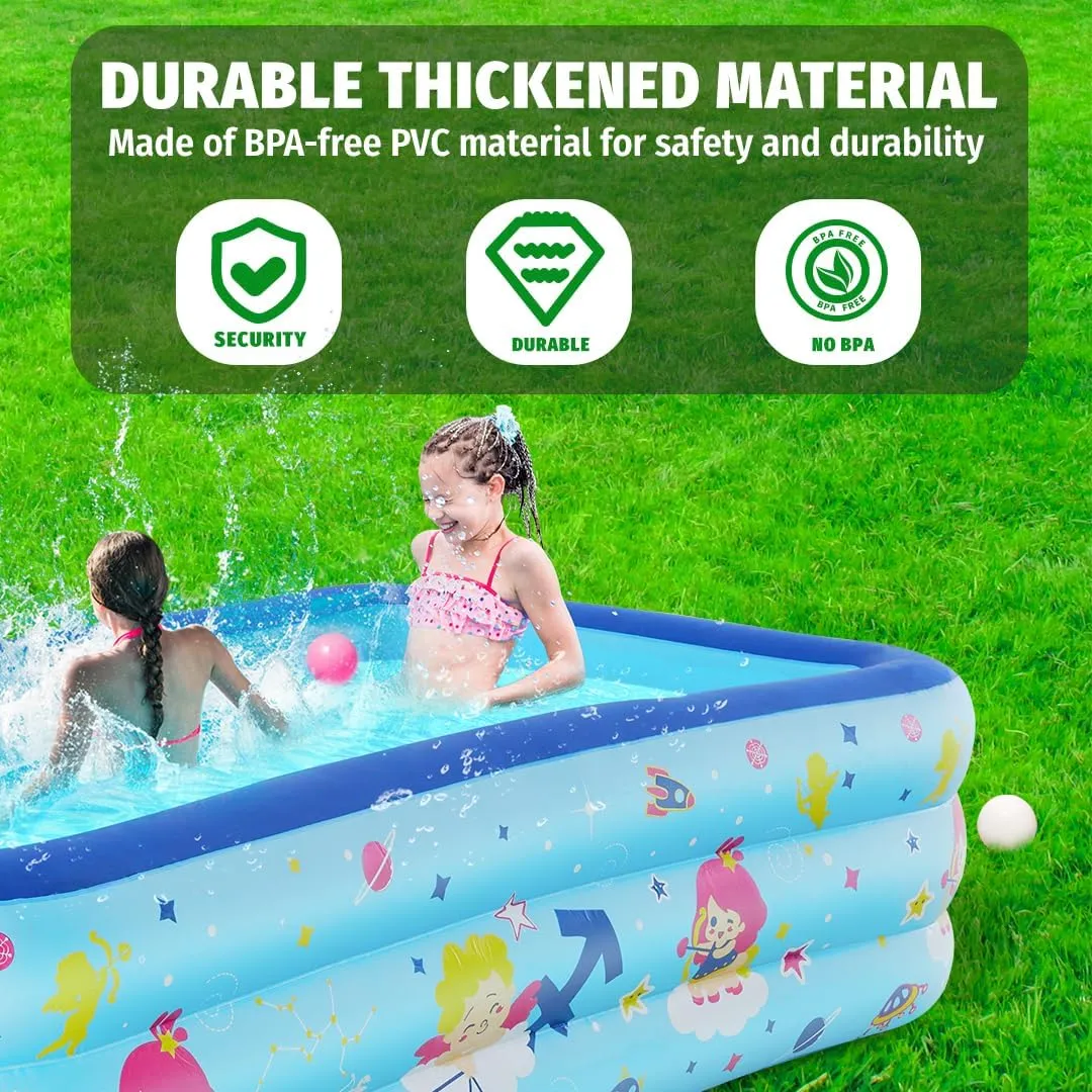 Seasons Inflatable Pool for Kids 80"x48"x20" PVC Thickened Swimming Pool for Summer Garden & Outdoor Backyard Water Parties