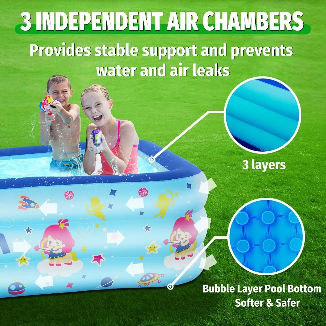 Seasons Inflatable Pool for Kids 80"x48"x20" PVC Thickened Swimming Pool for Summer Garden & Outdoor Backyard Water Parties