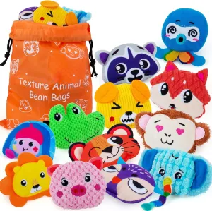 Sensory Bean Bag for Kids 12 Pack,Texture Sensory Beanbags,Sensory Toys for Autism,Cute Animal Beanbags,Sensory Toys for Toddlers Kids Learning,Sensory Play Fine Motor Anxiety Relief