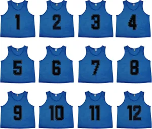 Sets of 12 (1-12, 13-24, 25-36, 37-48) Premium Polyester Mesh Numbered Jerseys Pinnies