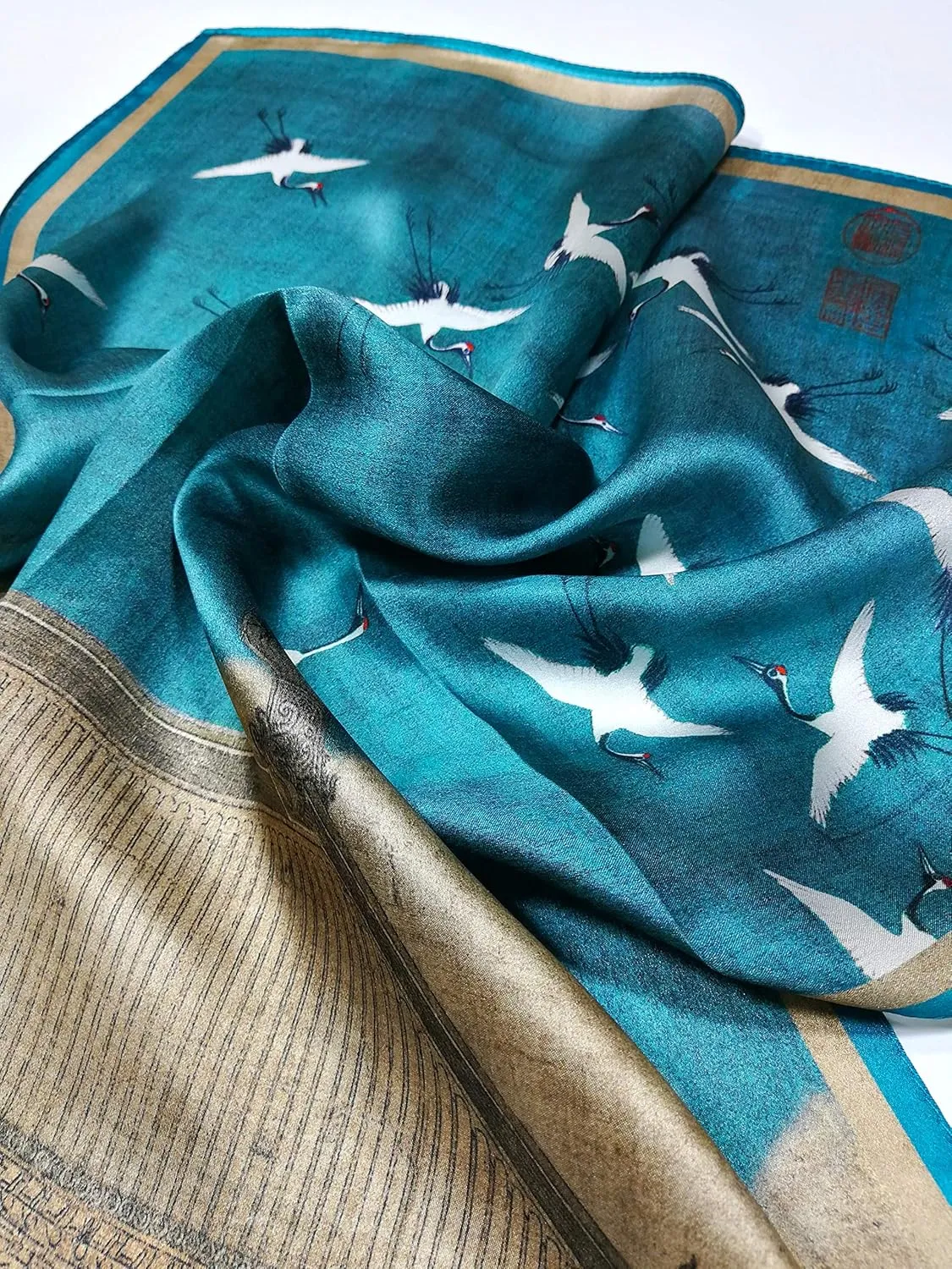 Shanlin Unisex 100% Mulberry Silk Square Scarf in Gift Box (21”x21”)