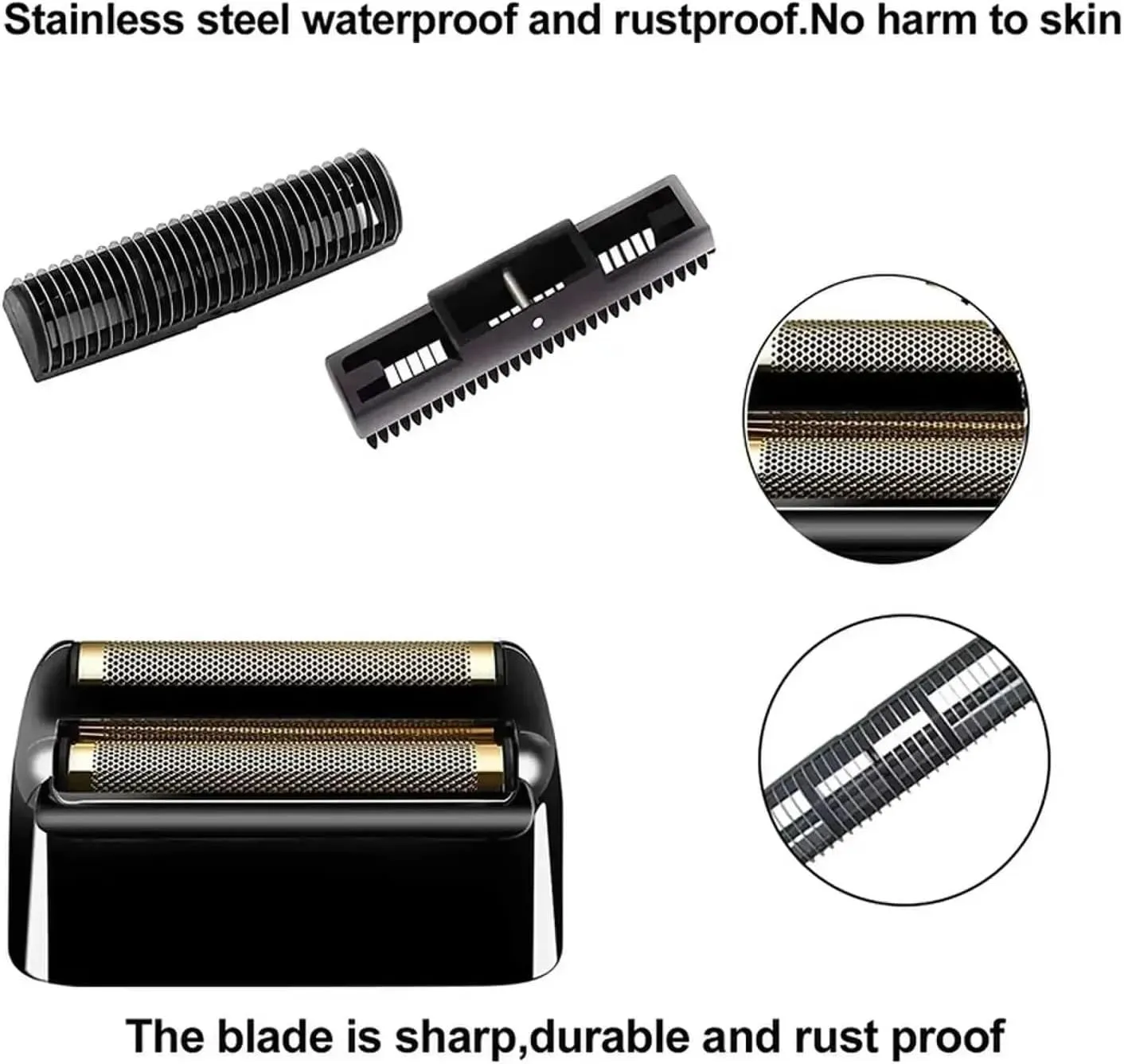 Shaver Replacement Foil and Cutters，Compatible for Barbilis BaBylissPRO，Compatible for Barberology Double FXFS1,FXFS2 Shavers(D)
