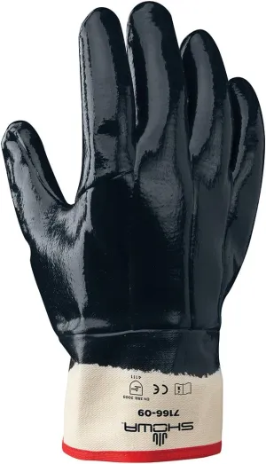 SHOWA 7166 Fully Coated Nitrile General Purpose Work Glove with Cotton Jersey Liner, Rough Grip
