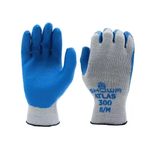 SHOWA Atlas 300 Natural Latex Palm Coated General Purpose Work Glove with Poly/Cotton Liner, 10-Gauge, Blue, Medium (12 Pair)