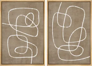 SIGNWIN Framed Canvas Print Wall Art Set Geometric Mid-Century Spiral Collage Abstract Shapes Cozy Neutral Minimal Decorative Nordic Zen Bohemian for Living Room, Bedroom, Office - 24"x36"x2 Natural