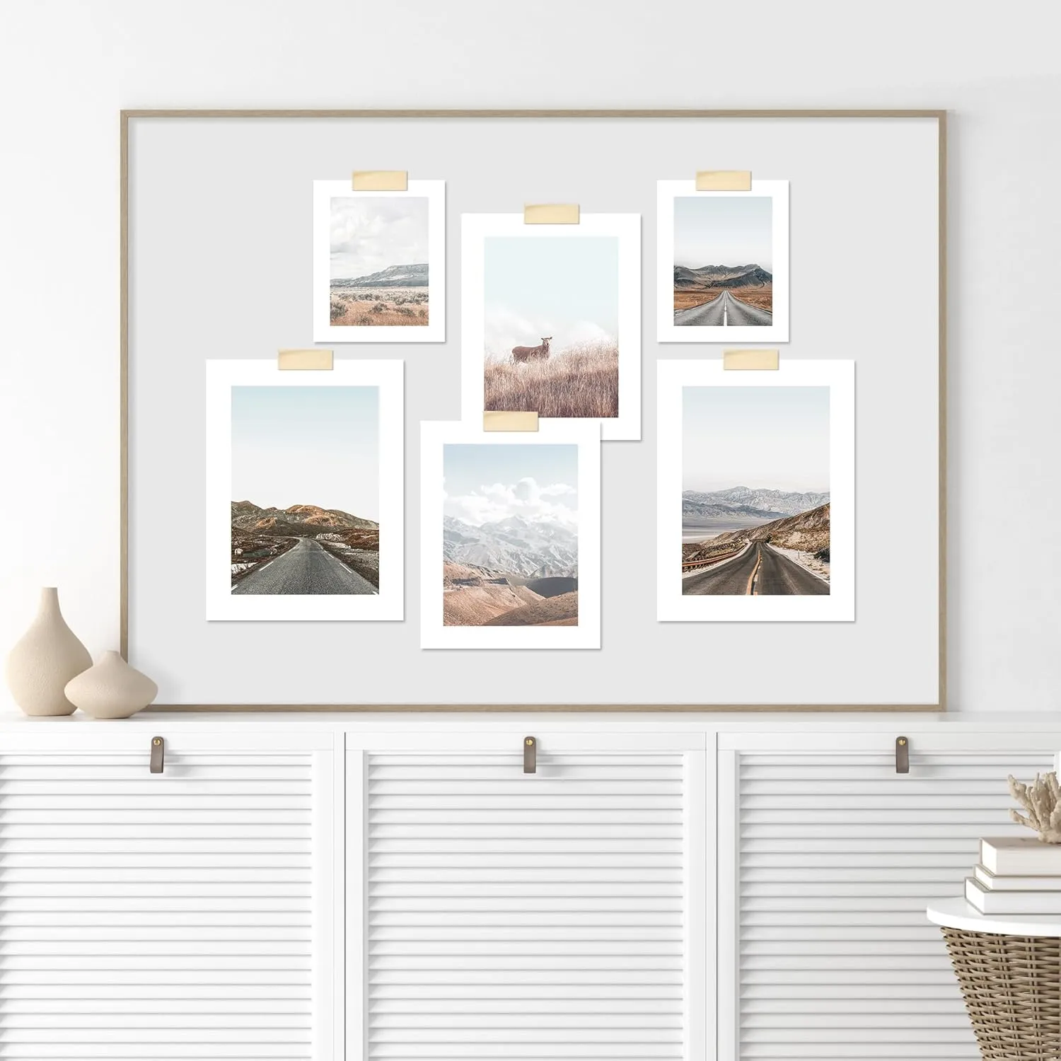 SIGNWIN Poster Wall Art Collage Print Gallery Set of 6 Scenic Road and Landscape Illustrations Modern Art Decorative for Living Room, Bedroom, Office - 40"x24"