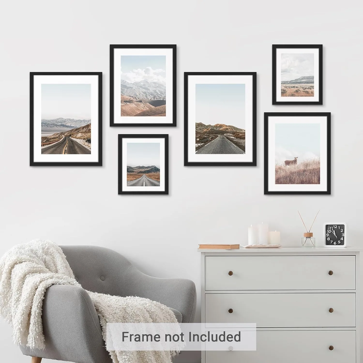 SIGNWIN Poster Wall Art Collage Print Gallery Set of 6 Scenic Road and Landscape Illustrations Modern Art Decorative for Living Room, Bedroom, Office - 40"x24"