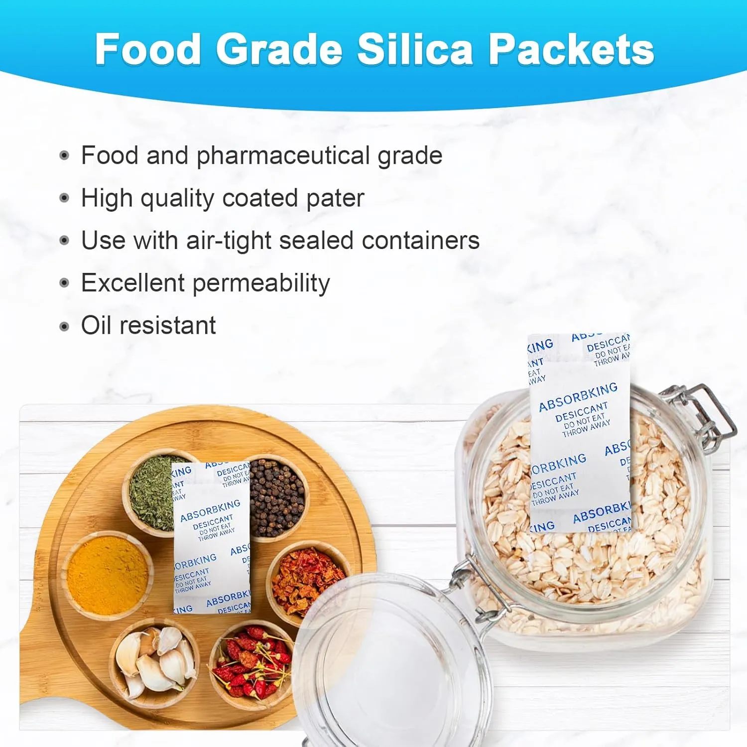 Silica Packets – 0.5 Gram 600 Packs Silica Gel Packets, Food Grade Desiccant Packs with Color Indicating, Premium Moisture Absorbers for Spices, Foods, Seeds, Dehydrated Vegetable Storage