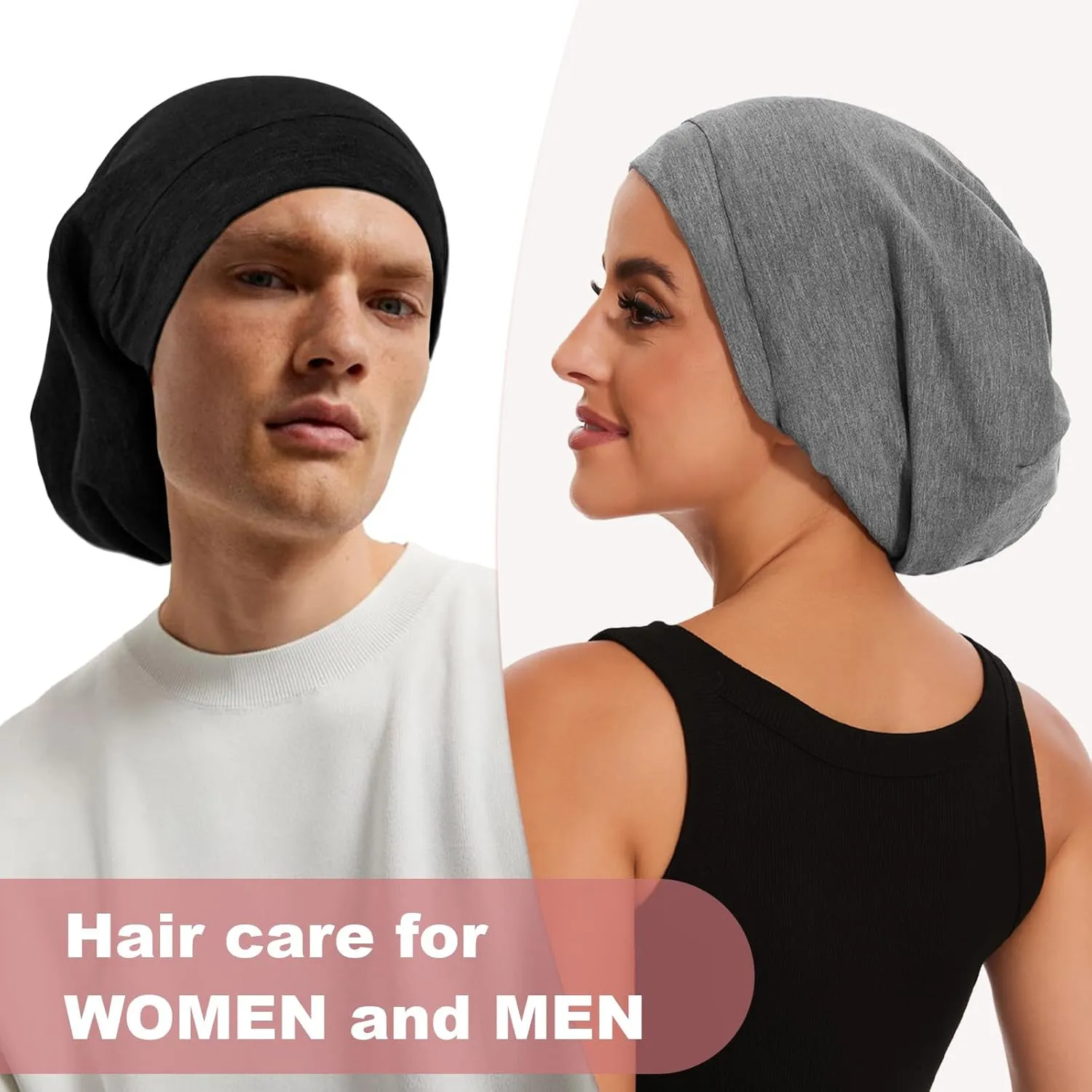 Silk Bonnet for Sleeping Women, Adjustable Silky Satin Lined Sleep Cap, Silk Hair Wrap Slouch Beanie Hat
