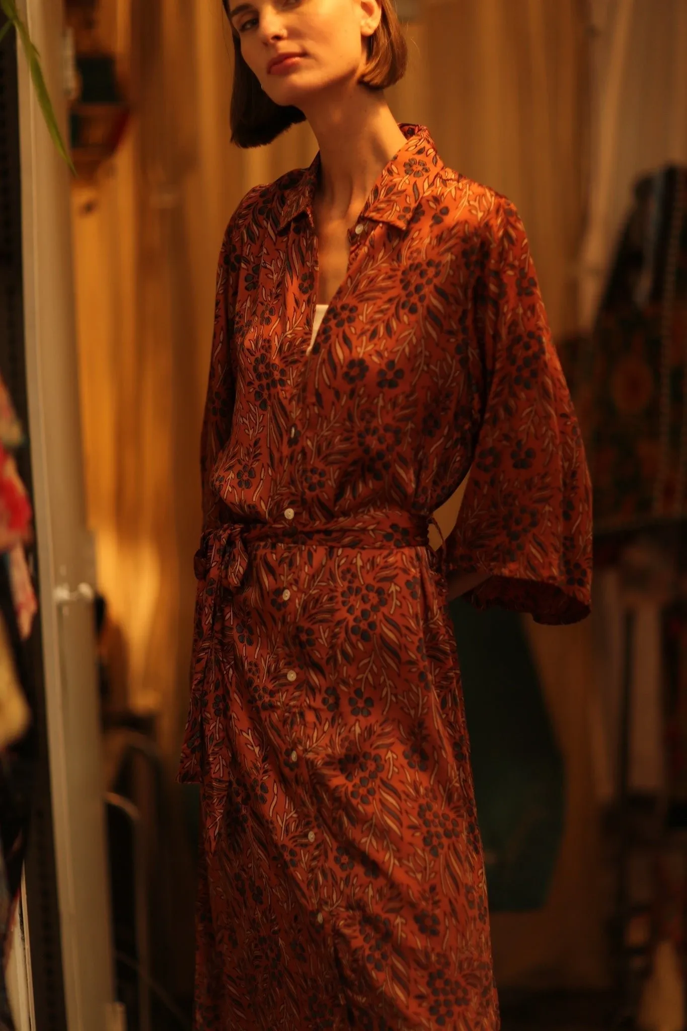 SILK DRESS RUTH HAND BLOCK PRINT FATOU