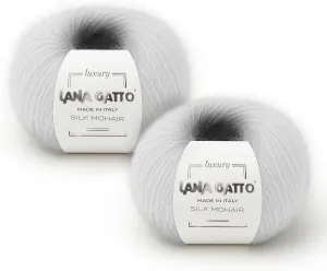 Silk Mohair Luxury Yarns, Premium and Soft Blend for Knitting, Made in Italy (White - 6027, 2)