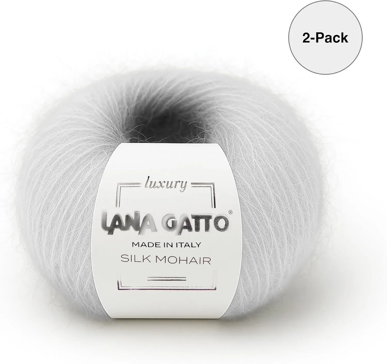 Silk Mohair Luxury Yarns, Premium and Soft Blend for Knitting, Made in Italy (White - 6027, 2)
