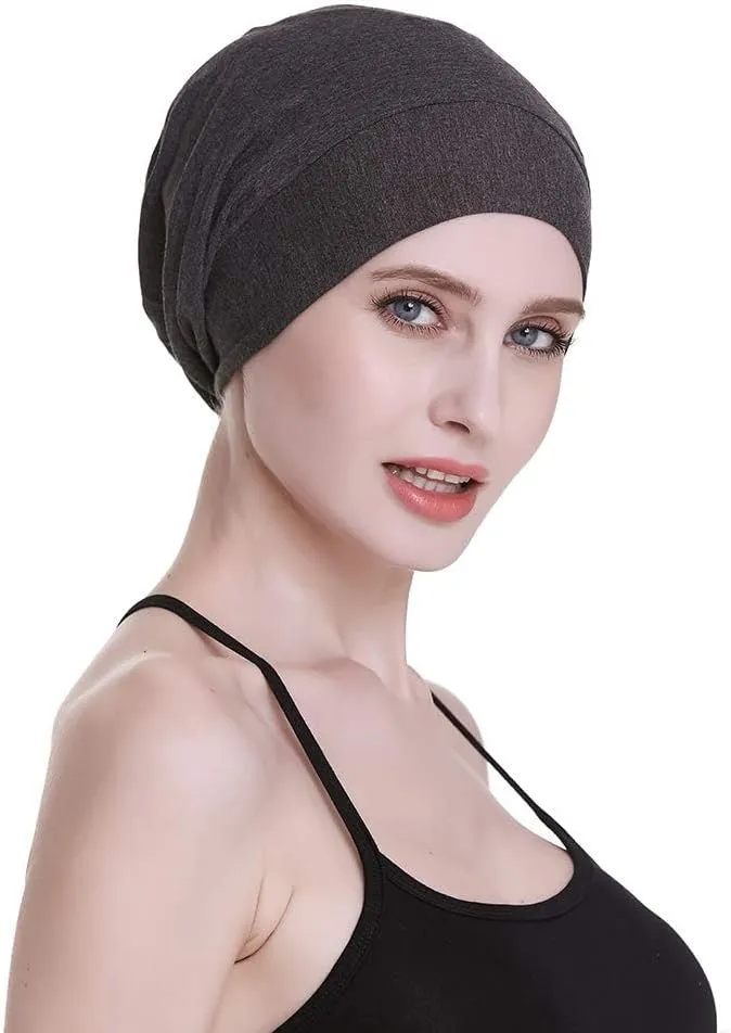 Silk Satin Lined Sleep Cap,Inner 19MM 100% Mulberry Silk Outer Viscose Nature Breathable for Hair