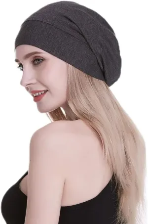 Silk Satin Lined Sleep Cap,Inner 19MM 100% Mulberry Silk Outer Viscose Nature Breathable for Hair