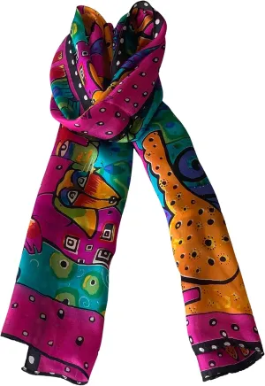 Silk Scarves Women's0 Mulberry Silk Scarves Pure Silk Long Cat Printed Scarf Head Scarf Headbands Scarves Art Print