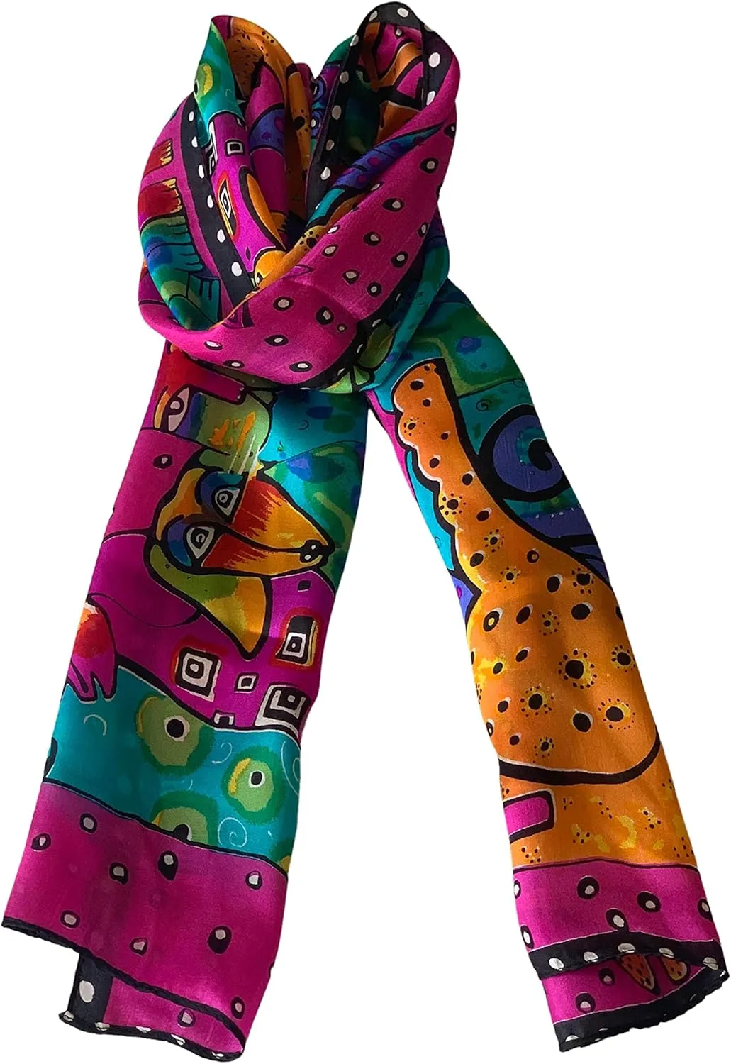 Silk Scarves Women's0 Mulberry Silk Scarves Pure Silk Long Cat Printed Scarf Head Scarf Headbands Scarves Art Print