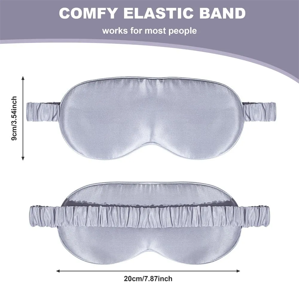 Silk Sleep Mask by ANNIKA SILK™ - 6A Grade 22 Momme 100% Mulberry Eye Mask for Sleeping with Adjustable Strap, Lightweight Silk Eye Mask for Shift Work, Travel and Night Sleep (Silver)