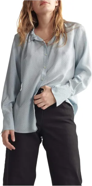 Silk Smocked Neck Buttondown
