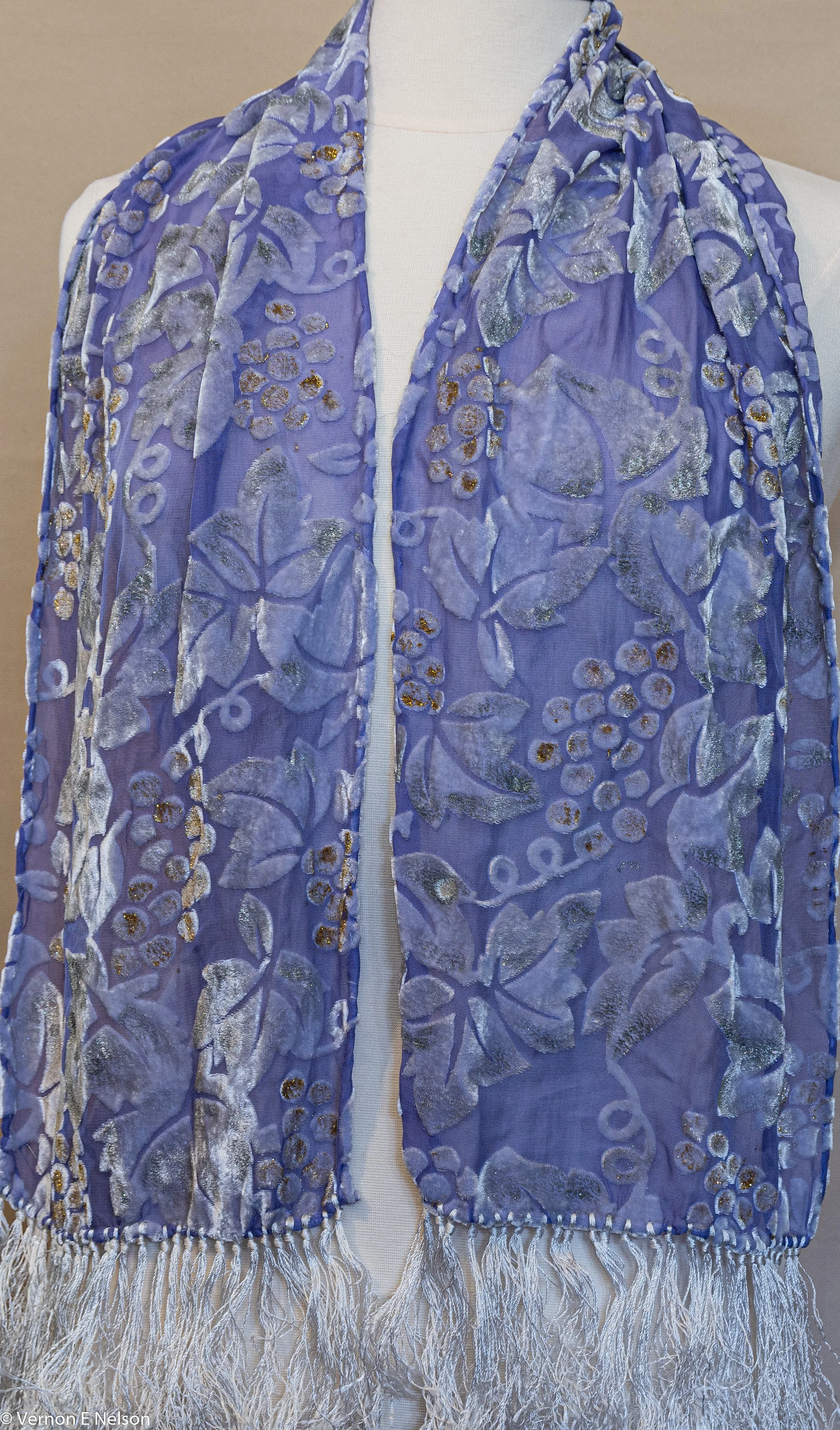 Silk Velvet Scarf  -  Know any Women Who Wine? - Blues/Lilac