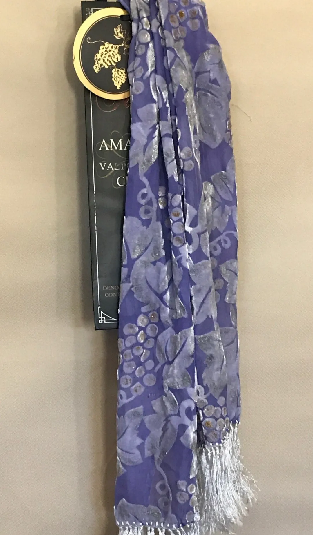 Silk Velvet Scarf  -  Know any Women Who Wine? - Blues/Lilac