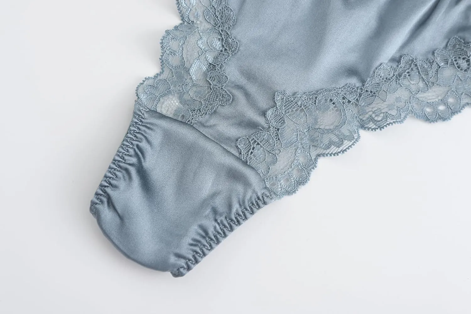 SilRiver Womens Silk G-String Thong Panties Satin T Back Lace Thong Underwear