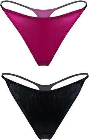 SilRiver Womens Silk Satin Panties Thong Sexy G String Thongs T Back Satin Bikini Underwear S-XL