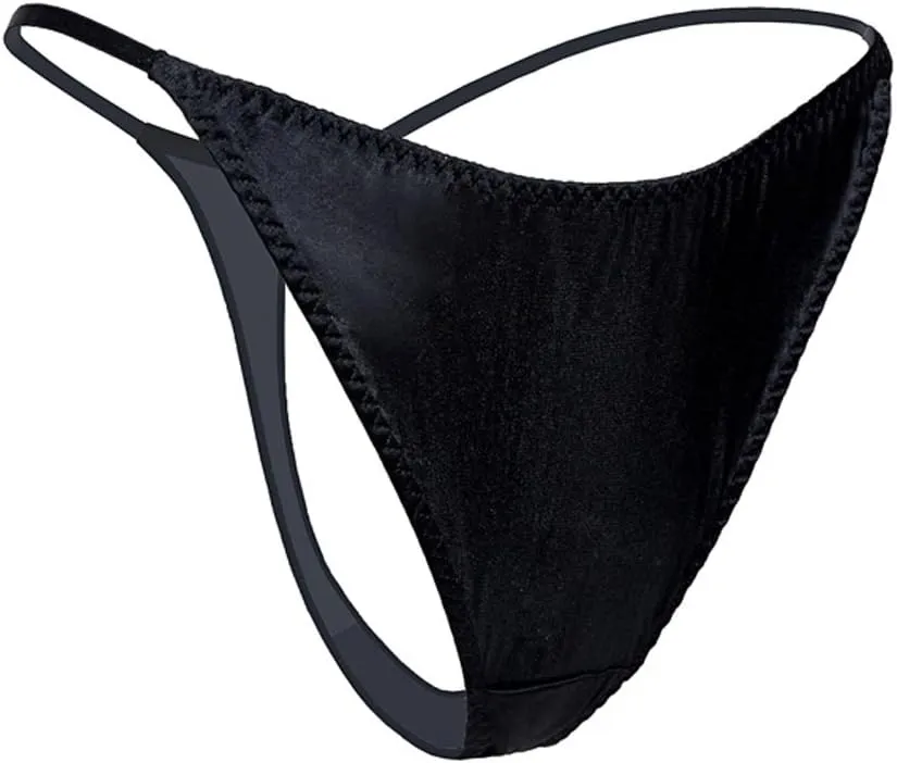 SilRiver Womens Silk Satin Panties Thong Sexy G String Thongs T Back Satin Bikini Underwear S-XL