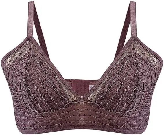 SilRiver Women's Silk Triangle Bralette Lightly Lined Padded Bralette Wireless Lace Bras