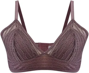 SilRiver Women's Silk Triangle Bralette Lightly Lined Padded Bralette Wireless Lace Bras