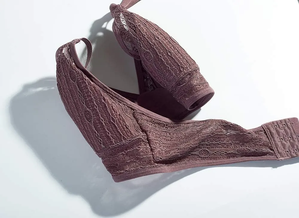 SilRiver Women's Silk Triangle Bralette Lightly Lined Padded Bralette Wireless Lace Bras