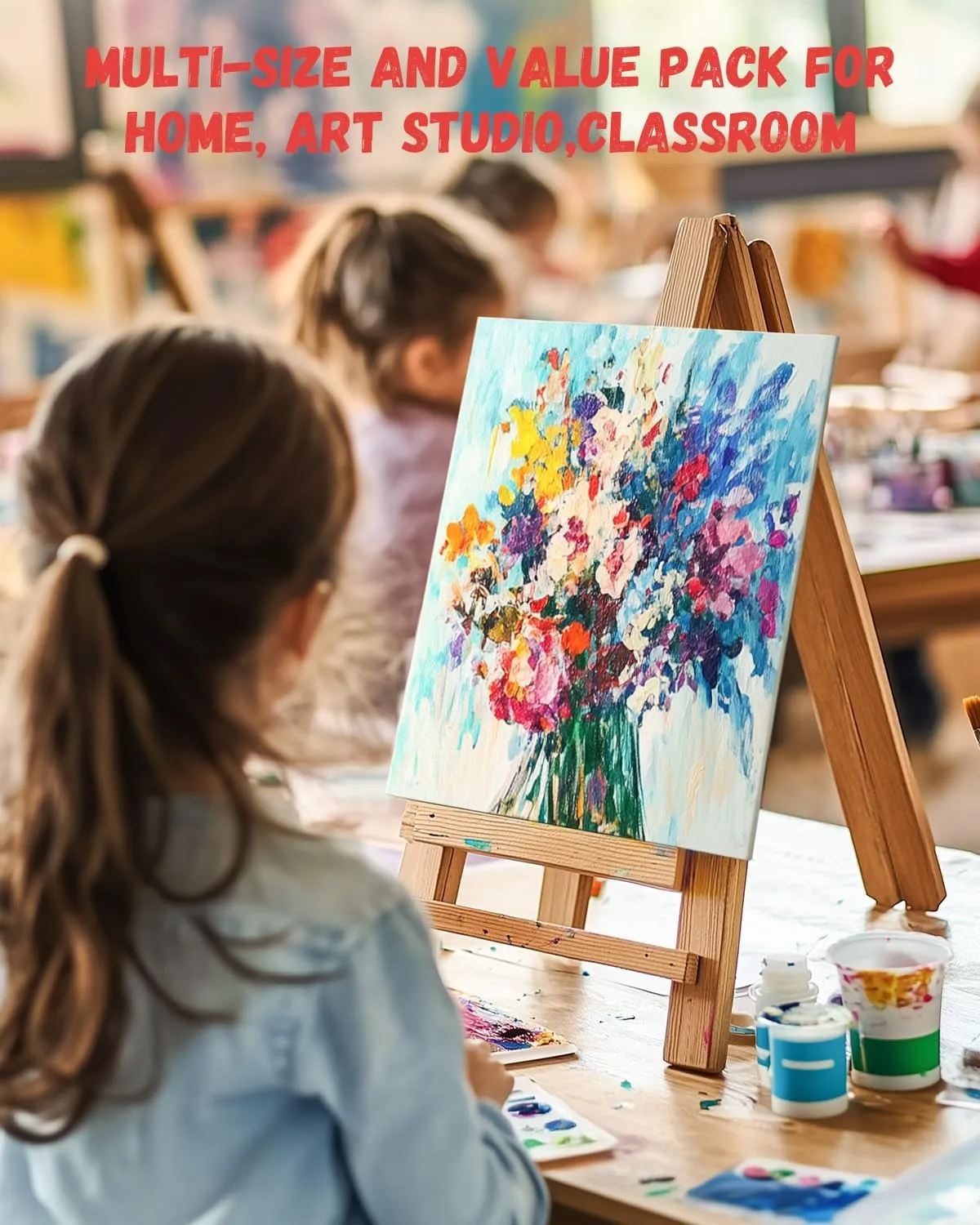 Simetufy 24 Pack Canvas Boards for Painting 6Pcs of Each 5x7, 8x10, 9x12, 11x14 Inch, Flat Paint Canvas Panels for Kids, for Oil Acrylic Watercolor, Gift Box Set