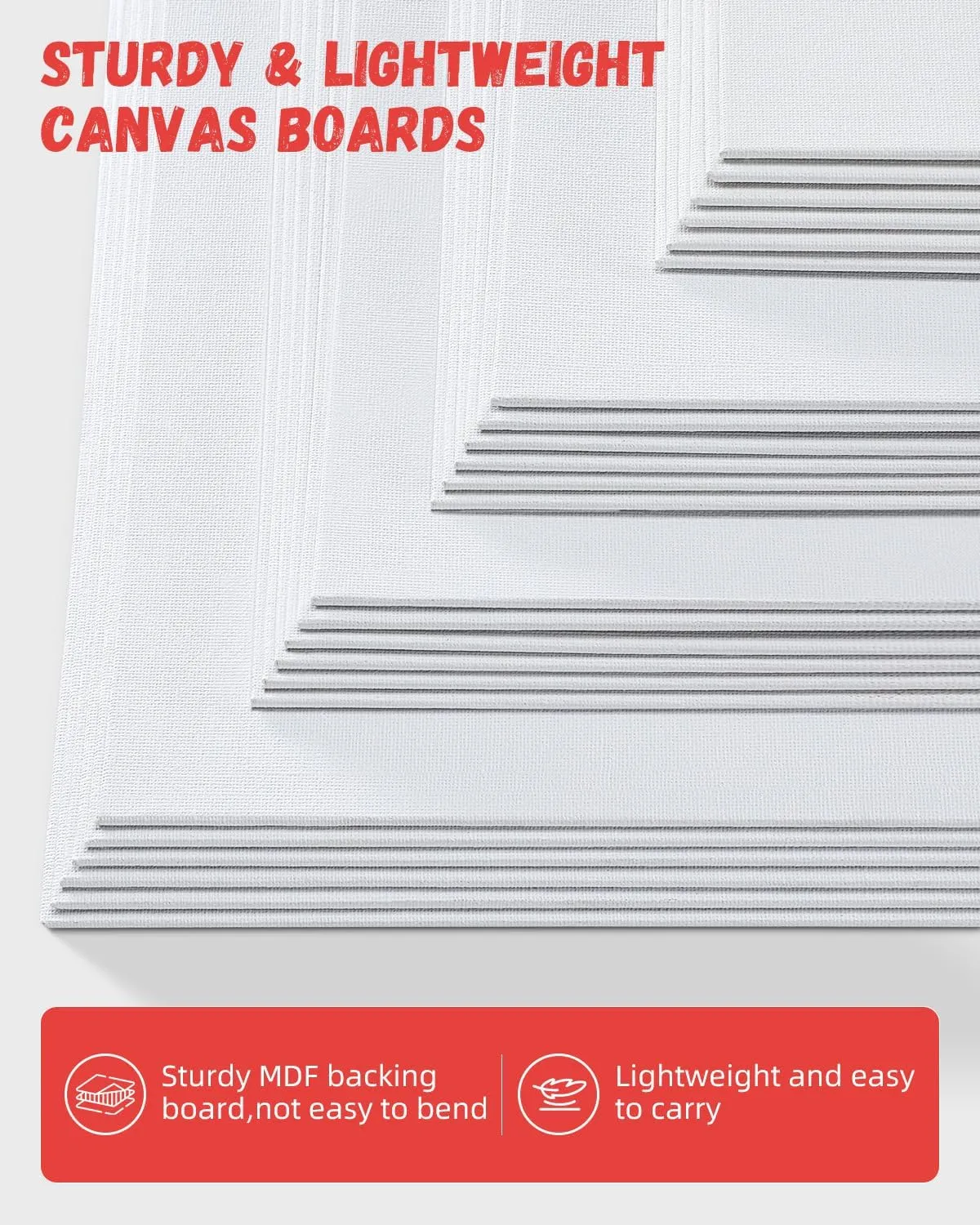 Simetufy 24 Pack Canvas Boards for Painting 6Pcs of Each 5x7, 8x10, 9x12, 11x14 Inch, Flat Paint Canvas Panels for Kids, for Oil Acrylic Watercolor, Gift Box Set