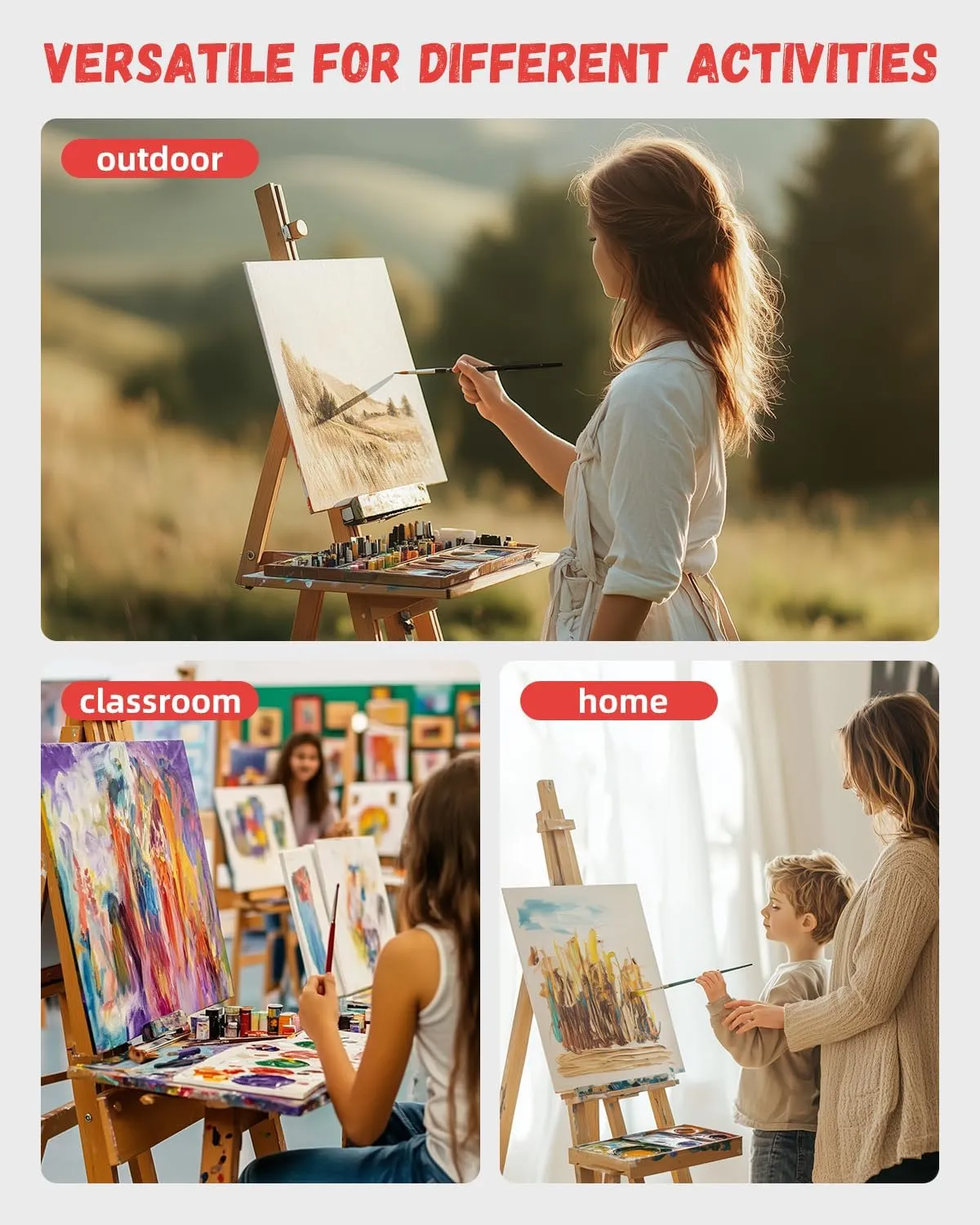 Simetufy 24 Pack Canvas Boards for Painting 6Pcs of Each 5x7, 8x10, 9x12, 11x14 Inch, Flat Paint Canvas Panels for Kids, for Oil Acrylic Watercolor, Gift Box Set