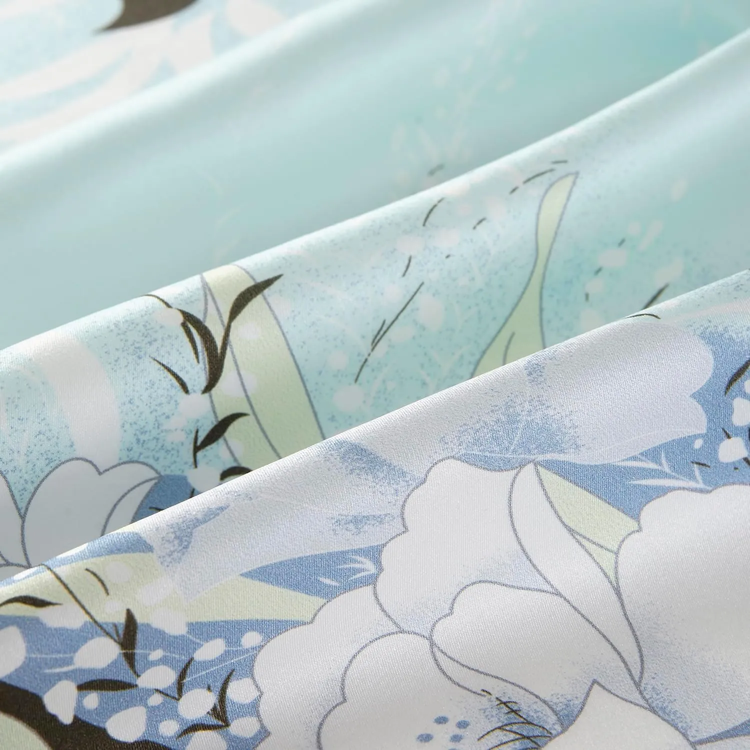 SingleFaced Mulberry Silk Pillowcase Printed Floral Hair Care Silk Luxury Beauty Sleep Accessory Smooth Hair（1Pcs Tenderness Blue） (Tenderness Blue, Queen 20"*30")