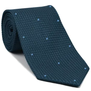 Slate Blue Grenadine Grossa with Sky Blue (Hand Sewn) Pin Dots Silk Tie #GGDT-12(3)