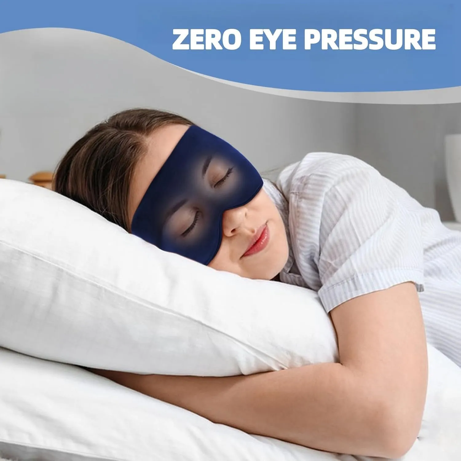 Sleep Mask, Eye Pillow Drowsy Sleep Mask with 3D and Inner Bag for Men and Women, Silk Eye Mask Reusable Cover for Headache Relief, Puffy Eyes, Long Flight Must Haves (Navy)