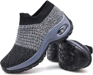 Slow Man Womens Walking Shoes Sock Sneakers Wide Width Hypersoft Slip on Hyper Arch Support Air Cushion Jazz Dance Mesh Lady Loafers Girls Modern no Laces