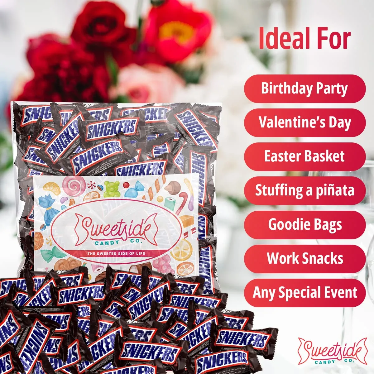SnickerCandy Bars - Bag of SnickersFun Size Easter Candy Bars - Individually Wrapped SnickersBars - Bulk Candy, Easter Candy, Halloween, Birthday Party Favors (2 LBS)