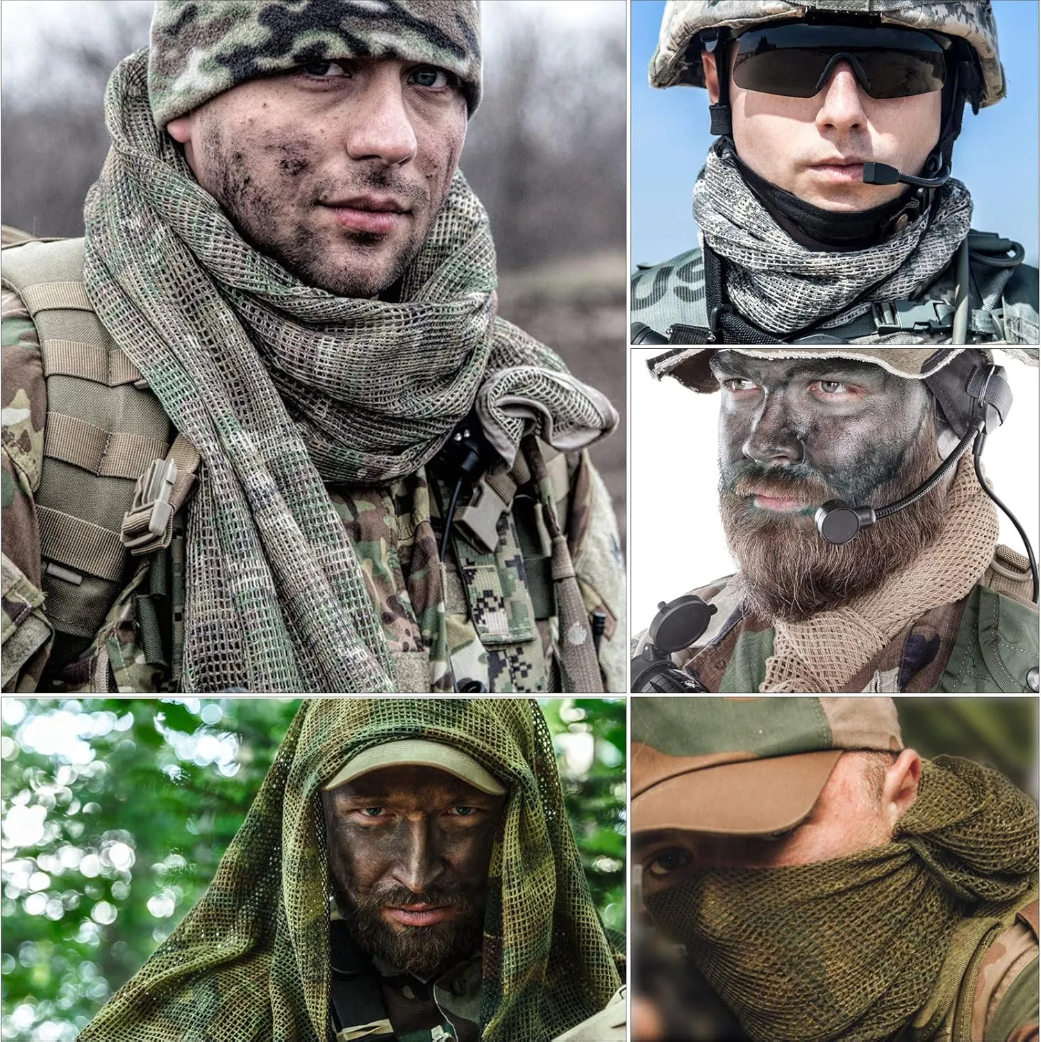 Sniper Veil,Camo Mesh Net Tactical Scarf for Hunting Shooting Wild Photography Military Outdoor Activities